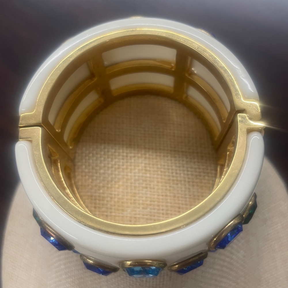 NWOT Neiman Marcus Ceramic Bracelet With Blue And Green Stones - Picture 5 of 5